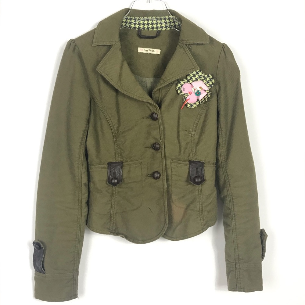 FREE PEOPLE Moto Jacket Olive Army Green Military